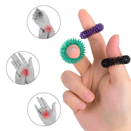 8 Piece Acupressure Ring Set, Massage Rings for Finger Acupressure Ring, Massage Ring for Stress Reducer and Promoting Blood Circulation, Finger Massage or Toe Massage
