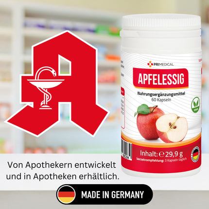 APPLE CIDER VINEGAR CAPSULES vegan with vitamin B6, vitamin B12, folic acid and biotin Primedical 1 x 60 capsules