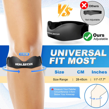 Healrecux Patellar Tendon Brace, Kneecap Brace Patella Knee Support for Football, Basketball, Running, Tennis, Tendonitis, Volleyball and Squats, Patellar Tendon Knee Support, Black