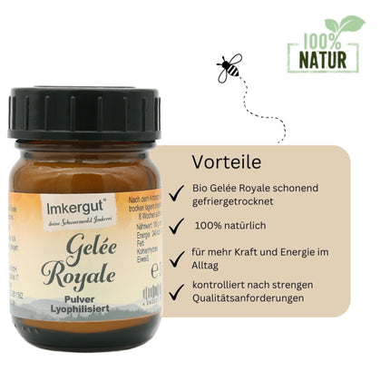 Imkergut Organic Royal Jelly Powder | lyophilized royal jelly | gently freeze-dried | 30g