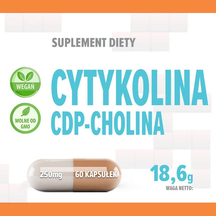 Citicoline CDP Choline 250mg 60 Vegan Capsules, Laboratory Tested, High Strength, No Fillers or Bulkers, Non-GMO