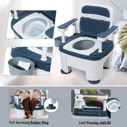 cadciehe bedside commode, portable toilet, toilet chair with handles, height adjustable, mobile portable toilet, adult potty chair, load 400 kg, for seniors, disabilities, elderly