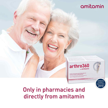 amitamin arthro360, 120 high-dose capsules, pharmacy quality, 15 nutrients for joints and bones with glucosamine, chondroitin, MSM, individually hygienically packaged