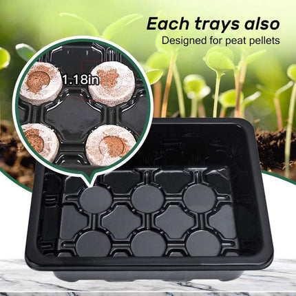 Indoor greenhouse cultivation box, 3 pieces 36 cells, mini greenhouse cultivation set, cultivation tray with cover, greenhouse plastic cultivation trays, with 2 small garden tools + 20 plant labels
