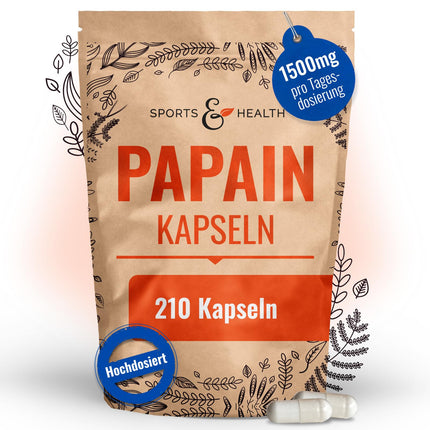 Papain Capsules – 210 Carica Papaya Enzyme Capsules – High Dosage – 1500mg per Daily Dose – Papaya Enzymes without Additives – Papaya Digestive Enzyme – Papain