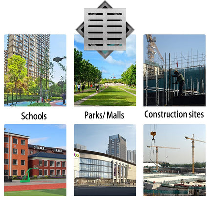 Outdoor Drain Grate, 304 Stainless Steel Square Drain Covers, Heavy Duty Wastewater Grate, Cover and Frame (20 x 20 x 2 cm)