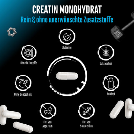 Creatine Ultra Capsules - 420 capsules with 1250 mg of pure creatine monohydrate each - Premium: Ultrafine + mesh factor of 200 - High dosage