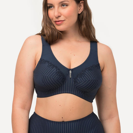 Ulla Popken Women's Support Bra, Non-Wired, Rhinestone Pendant, Cup C - G BRA, Midnight Blue, 105C