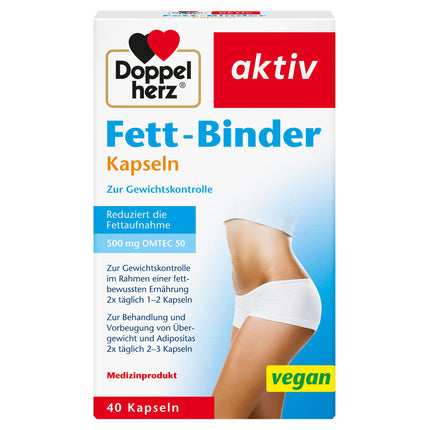 Doppelherz Fat Binder – Medical device to support a weight-reducing diet – 40 vegan capsules