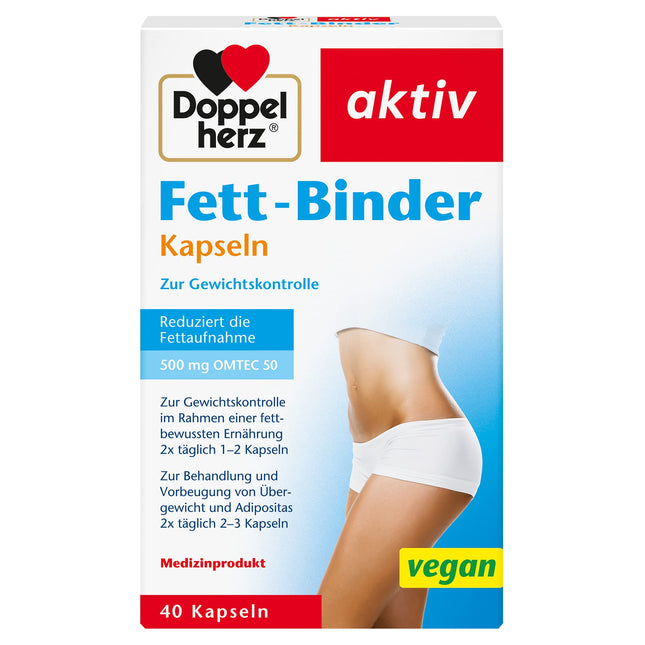 Doppelherz Fat Binder – Medical device to support a weight-reducing diet – 40 vegan capsules