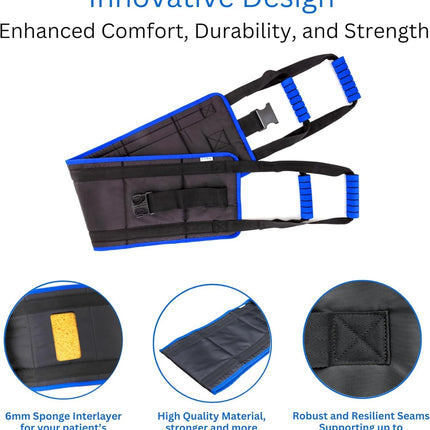 Eyra 147 cm Transfer Sling for Patients and Seniors – Padded Transfer Belt with Handles – Ergonomic Lifting Aid for Patients in Need of Care – Safe Transfer from Bed, Wheelchair, or Car