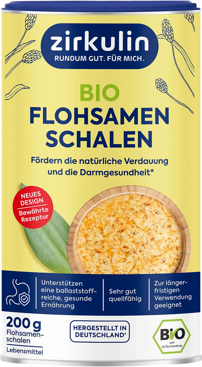 Zirkulin Organic Psyllium Husks 200g Can - Promotes digestion &amp; intestinal health - Tasteless - Supports a high-fiber &amp; healthy diet - Very good swelling capacity