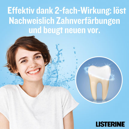 LISTERINE Advanced White mild (500 ml), antibacterial mouthwash for removing stubborn tooth stains, mouthwash with gentle whitening technology, for whiter teeth in just 1 week