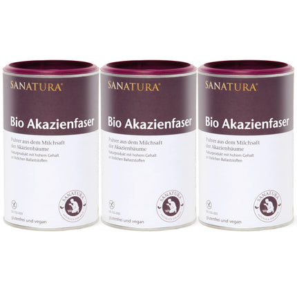 3 x 180 g Sanatura Acacia Fiber Powder Organic – 540 g – valuable fiber source from acacia fiber – soluble fiber – vegan, gluten-free and fructose-free – well tolerated