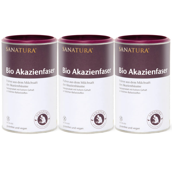 3 x 180 g Sanatura Acacia Fiber Powder Organic – 540 g – valuable fiber source from acacia fiber – soluble fiber – vegan, gluten-free and fructose-free – well tolerated