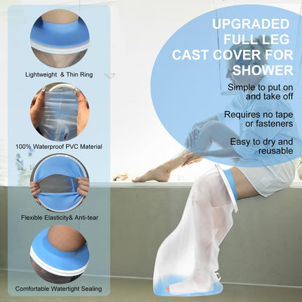 YUNCHI Shower Protector Leg Long Adult Anti Slip XL Cast Protector Waterproof Reusable Bandage Protector for Orthosis Blocks Fixator Thigh Knee Plaster Cast Bandages (Long Leg Protector XL)