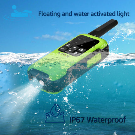 Retevis RT649P Walkie Talkie Waterproof, Floating Walkie Talkie IP67, 1200 mAh Rechargeable PMR Radio, SOS Alarm Walkie Talkie Set of 4 for Kayaking, Surfing, Fishing (4 Pack)