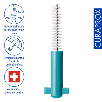 Curaprox Interdental Brushes CPS 06 prime, Refill, 8 pieces, 0.6 mm diameter, 2.2 mm effectiveness, turquoise, refill pack, without holder