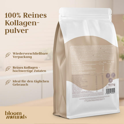 Collagen Powder 1500g (1.5 KG) - High Dosage &amp; Tasteless Collagen Hydrolysate Powder, Peptide Type 1 &amp; 3 - Collagen Peptides - Produced in Germany XXL Storage Pack