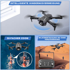 Drone with 4K Camera, Foldable RC Drone RC Quadcopter with 1080P HD Dual Camera, FPV Transmission, 2 Batteries, Gesture Control, Altitude Hold, One-Key Takeoff/Landing 3D Flips for Beginners (Black)