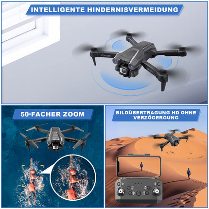 Drone with 4K Camera, Foldable RC Drone RC Quadcopter with 1080P HD Dual Camera, FPV Transmission, 2 Batteries, Gesture Control, Altitude Hold, One-Key Takeoff/Landing 3D Flips for Beginners (Black)