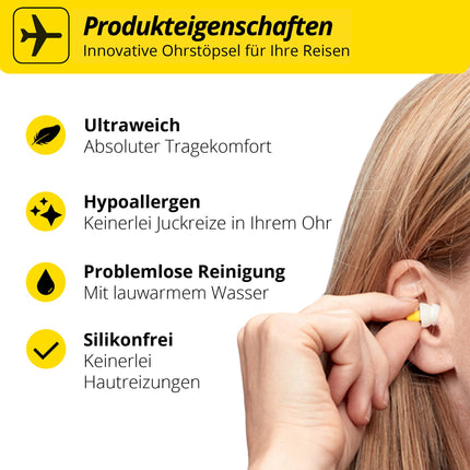 Alpine FlyFit Hearing Protection Earplugs for Airplanes - Regulate air pressure to prevent eardrum pain - Soft filters for travel - Comfortable hypoallergenic material - Reusable