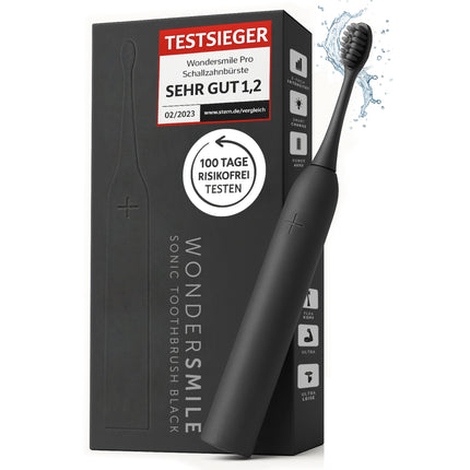 Wondersmile Sonic Toothbrush PRO - Test Winner 2025 - 100 Day Risk-Free Trial - TÜV-Approved - Electric Toothbrush, 4 Programs - 60-Day Power Battery with Smart Brush Head (Ultimate Black)