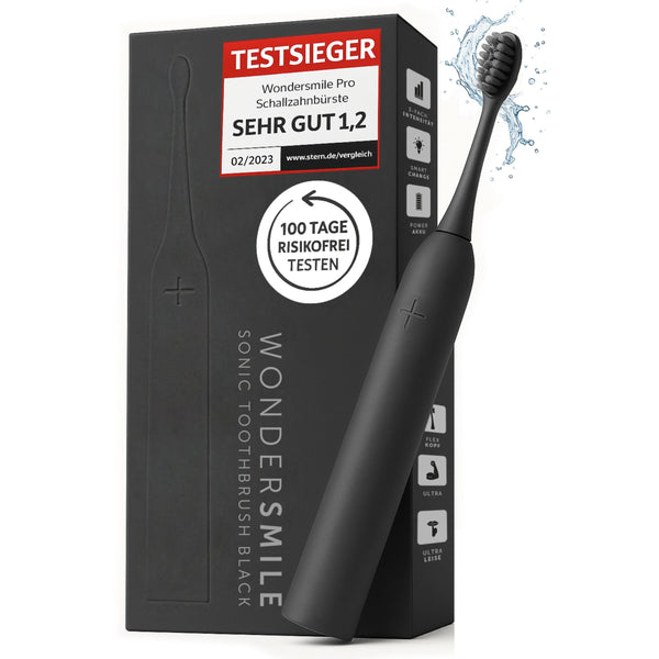 Wondersmile Sonic Toothbrush PRO - Test Winner 2025 - 100 Day Risk-Free Trial - TÜV-Approved - Electric Toothbrush, 4 Programs - 60-Day Power Battery with Smart Brush Head (Ultimate Black)