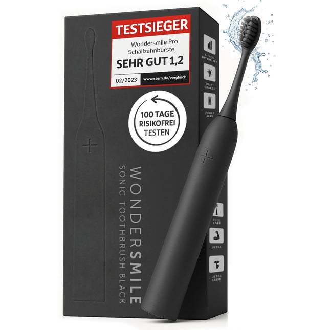 Wondersmile Sonic Toothbrush PRO - Test Winner 2025 - 100 Day Risk-Free Trial - TÜV-Approved - Electric Toothbrush, 4 Programs - 60-Day Power Battery with Smart Brush Head (Ultimate Black)