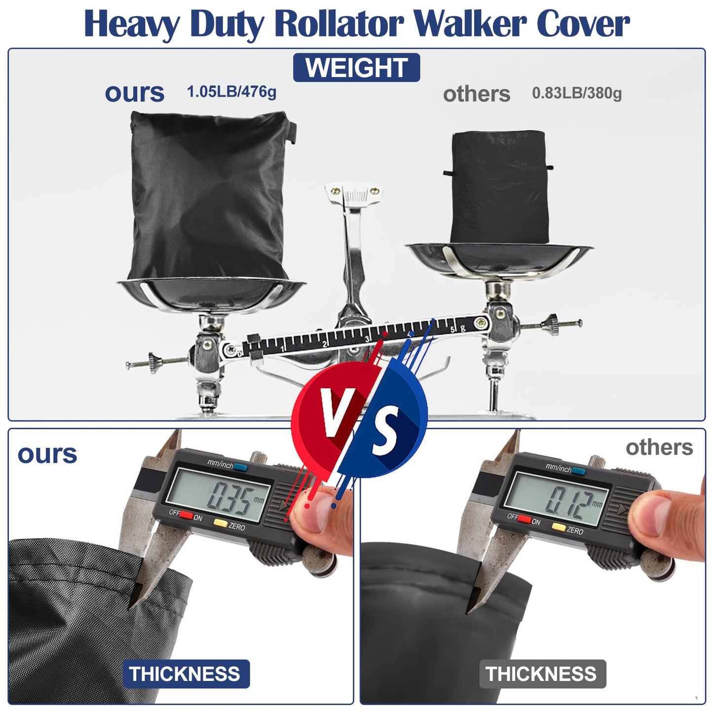 Abdeckung Rollator,Robuste 420D Rollator Abdeckung Wasserdicht,Universell Schutzabdeckung für Meisten Rollatoren,Wasserdicht Rollator Zubehör mit 4 Reflektorstreifen,4 Schnallen,Lüftungsschlitze