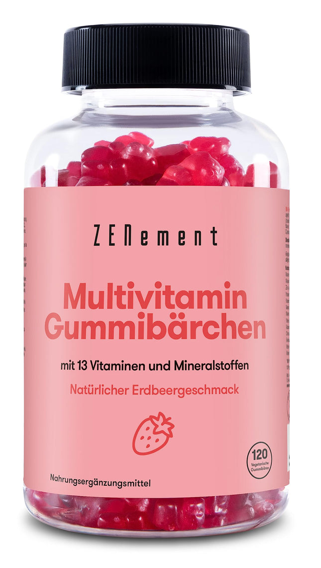 Multivitamin Gummies for Children, 120 Pieces | Gummies with 13 vitamins and minerals (Vitamin C, D3, Biotin, Folic Acid, Zinc &amp; more) | Strawberry Flavored
