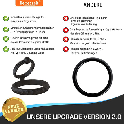 LIEBESZEIT© Penisring Dual - NEW 2025 - Innovative Cockring Penis Ring Sex Toy Penisring stretchable silicone - Cock Testicle Ring Extreme Potency Enhancement Erection Aid Sextoy Penis Rings for Men