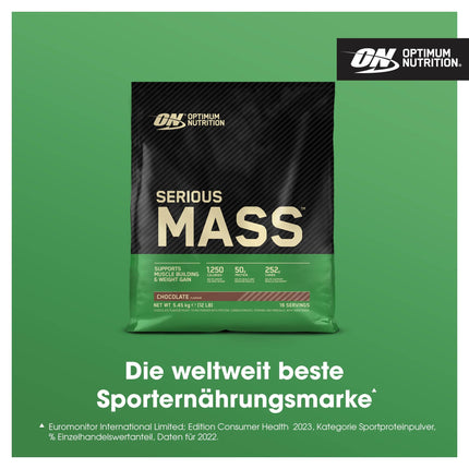 Optimum Nutrition Serious Mass high-calorie protein powder for mass building with 25 vitamins and minerals, creatine monohydrate and glutamine, chocolate flavor, 16 servings, 5.45 kg