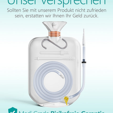 Medi Grade Enema Kit for Intimate Cleansing at Home - 2L Capacity - Enema Kit with Reusable Accessory, Instructions, Portable Bag and More - 100% Transparent