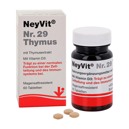 NeyVit No. 29 Thymus with thymus extract, vitamin D, and selenium to support the immune system, strengthen defenses, and support the thymus gland - gluten-free and lactose-free - 60 tablets