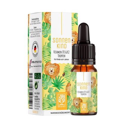 Vitamin D3 K2 Drops 100% Vegan for 300 Days - 500 IU Vitamin D from Lichen &amp; 25μg Vitamin K for Children | Vitamin Drops