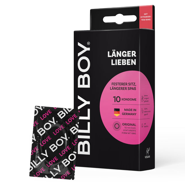 BILLY BOY Condoms Longer Love 10-pack | 52 mm | Condoms for a longer and more intense experience (1 x 10 pieces)