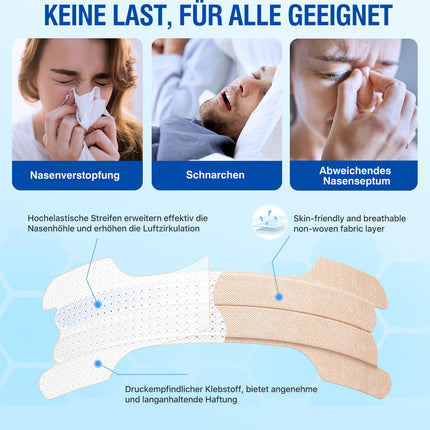 Nose Patches for Snoring, 80 Pieces Extra Strong Nose Patches for Better Breathing, Breathable Nose Strips Relieve a Blocked Nose, Effective Anti-Snoring, Nose Strips for Sports and Sleep