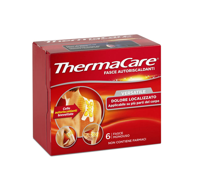 ThermaCare Versatile, self-heating heat bands for localized pain, 8 hours of constant heat, 6 disposable bands, red