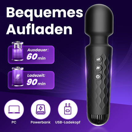 Gobeken Vibrator Vibration for women, Dildo with 10 vibration intensities, Sex toy for women couples 20 vibration frequencies, Vibrator sets for women clitoris massager, Massage Black
