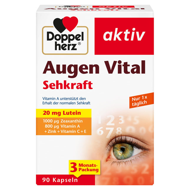 Doppelherz Augen Vital - With Lutein &amp; Zeaxanthin - Vitamin A and Zinc contribute to the maintenance of normal vision - 90 Capsules