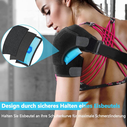 Flow fire Adjustable Shoulder Brace, Neoprene Shoulder Support for Women and Men, Shoulder Brace Pain Relief, Fits Both Left or Right Shoulder (L-XL)
