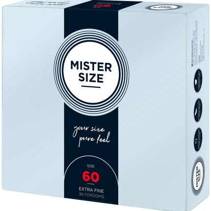 MISTER SIZE condoms, ultra-soft, 60mm, pack of 36/extra thin, extra fine, extra moist/made from 100% natural rubber latex in your size L - XL/natural feeling, pack of 36