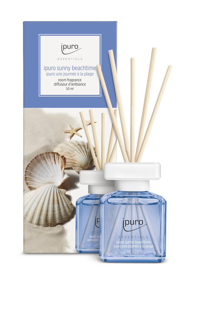 ipuro - Essentials Room Fragrance Sunny BEACHTIME 50ml | Room freshener with grapefruit, lemon &amp; white musk fragrance aroma | Diffuser with sticks | Air freshener for the home