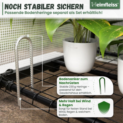 Heimfleiss® 4-level plastic greenhouse | Small balcony greenhouse | Storm- and winter-proof garden propagator | Plant tent made of plastic and metal frame | Propagation shelf for balcony greenhouse
