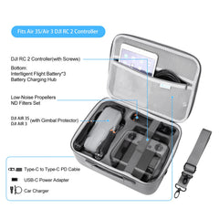 SKYREAT Air 3S/Air 3 Bag, Portable Carrying Case PU Leather Travel Bag for DJI Air 3S/Air 3 Fly More Combo Drones with DJ RC 2 Controller and Other Accessories