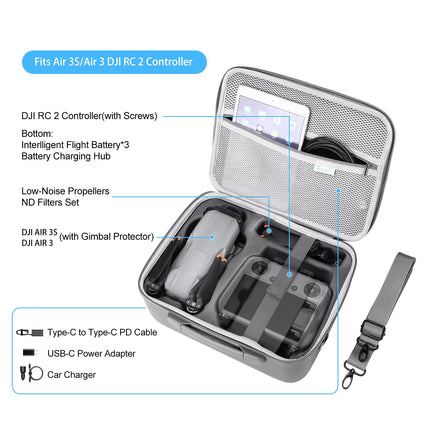 SKYREAT Air 3S/Air 3 Bag, Portable Carrying Case PU Leather Travel Bag for DJI Air 3S/Air 3 Fly More Combo Drones with DJ RC 2 Controller and Other Accessories
