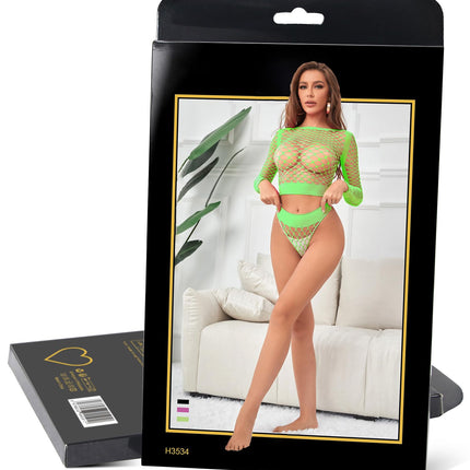 ohyeahlady Mesh Party Top Women's Long Sleeve Rave Outfit Blouse Clubwear Mesh Crop Top Leisure Top Mesh Top Neon Top Mesh Shirt Summer Tops Plus Sizes (Green, L-XXL)
