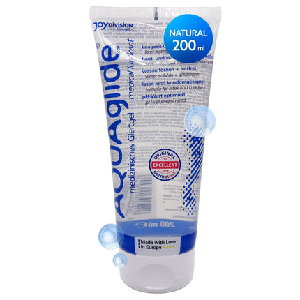 Joydivision Original AQUAglide 200 ml Natural Lubricant, Crystal Clear &amp; Vegan Lubricant, pH-optimized and latex condom compatible