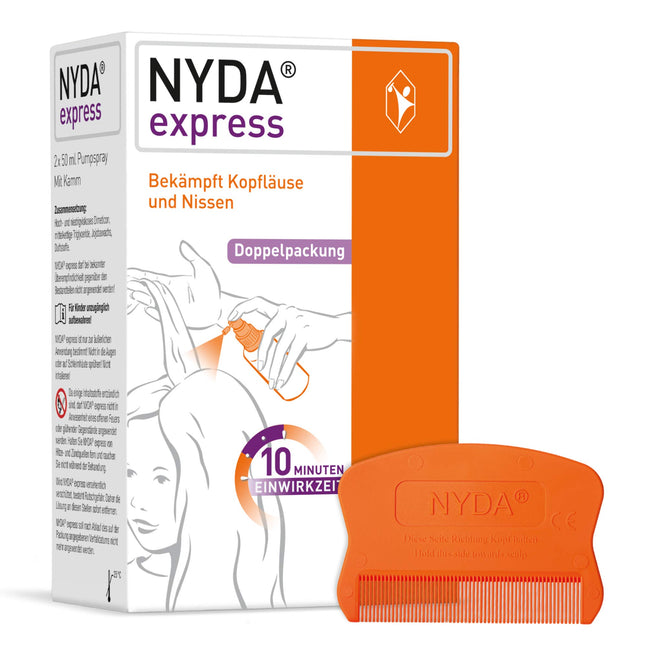 NYDA express lice remedy – fast and effective against head lice and nits, 2 x 50 ml